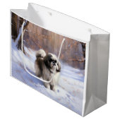 Shih Tzu Laat het sneeuwen Kerstmis Groot Cadeauzakje (Voorkant Gekanteld)