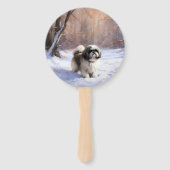 Shih Tzu Laat het sneeuwen Kerstmis Handwaaier (Achterkant)