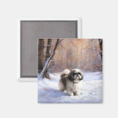 Shih Tzu Laat het sneeuwen Kerstmis Magneet (Voorkant / Achterkant)
