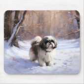Shih Tzu Laat het Sneeuwen Kerstmis Muismat (Voorkant)