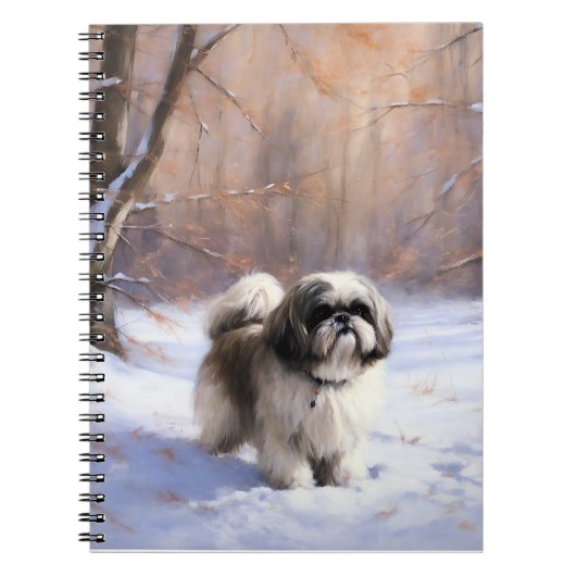 Shih Tzu Laat het sneeuwen Kerstmis Notitieboek (Voorkant)