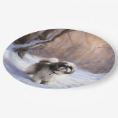 Shih Tzu Laat het Sneeuwen Kerstmis  Papieren Bordje (Gekanteld)