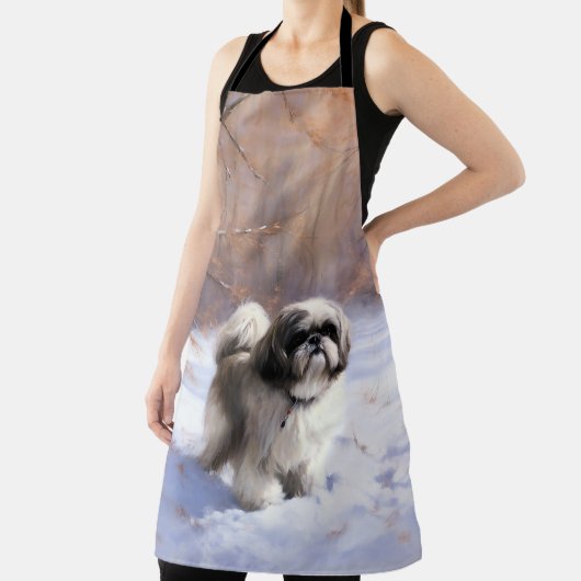 Shih Tzu Laat het Sneeuwen Kerstmis Schort (Insitu)