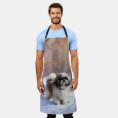 Shih Tzu Laat het Sneeuwen Kerstmis Schort (Gedragen)