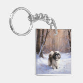 Shih Tzu Laat het sneeuwen Kerstmis Sleutelhanger (Voorkant Links)
