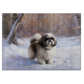 Shih Tzu Laat het sneeuwen Kerstmis Snijplank (Voorkant)