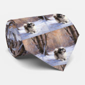 Shih Tzu Laat het sneeuwen Kerstmis Stropdas (Opgerold)