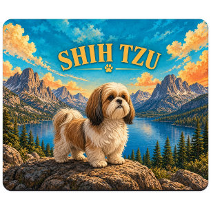 Shih Tzu, Lake Tahoe Vintage Waterverf Muismat
