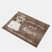 Shih tzu Langer haar Hond Gepersonaliseerde Deurma Deurmat (Schuin)