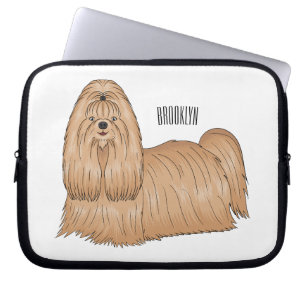 Shih tzu langharige hond cartoonillustratie laptop sleeve