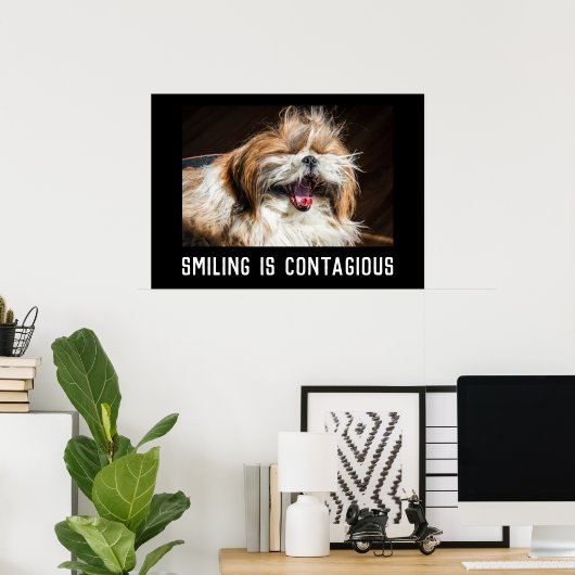 Shih tzu laughing smile customize photo text  poster (Thuiskantoor)