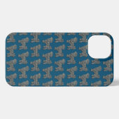 Shih Tzu Leuke Hond Silhouet Raster Blauw iPhone Hoesje (Achterkant horizontaal)