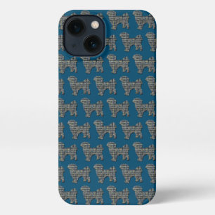 Shih Tzu Leuke Hond Silhouet Raster Blauw iPhone 13 Hoesje