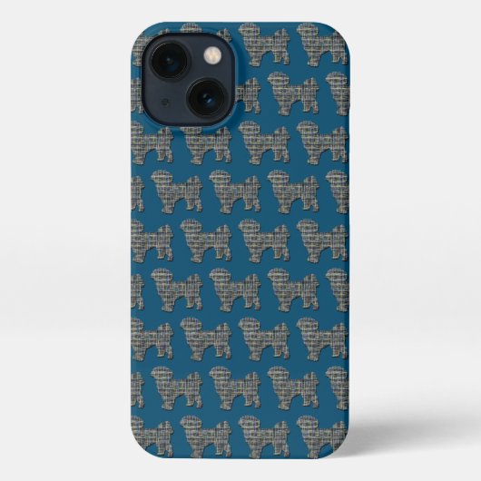 Shih Tzu Leuke Hond Silhouet Raster Blauw iPhone Hoesje (Achterkant)