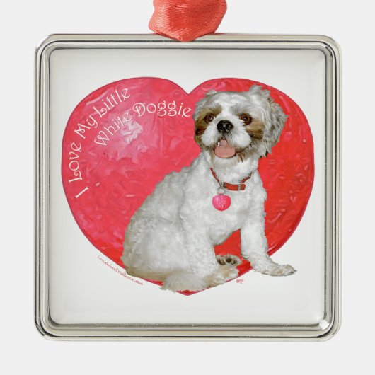 Shih Tzu/Lhasa Apso Valentijnsdag Metalen Ornament (Voorkant)
