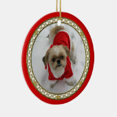 shih tzu lhasa schattige kerstkerstfeestdag keramisch ornament (Rechts)