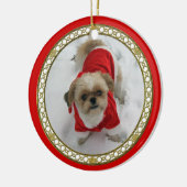 shih tzu lhasa schattige kerstkerstfeestdag keramisch ornament (Links)