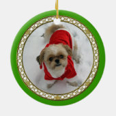 shih tzu lhasa schattige kerstkerstfeestdag keramisch ornament (Achterkant)