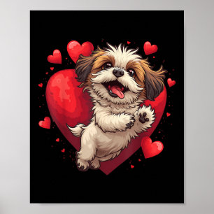 Shih Tzu liefde hart voor Valentijnsdag op Shih Tz Poster