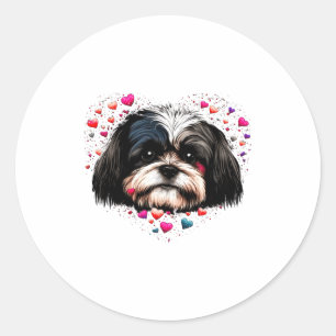 Shih Tzu Liefdeshart Voor Valentijnsdag Op Shih Tz Ronde Sticker