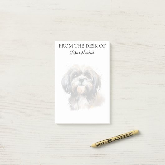 Shih Tzu-liefhebber gemerkte hond Post-it® Notes (Op bureau)