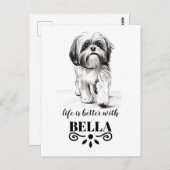 Shih Tzu Life is beter met aangepaste hondennaam Briefkaart (Voorkant / Achterkant)