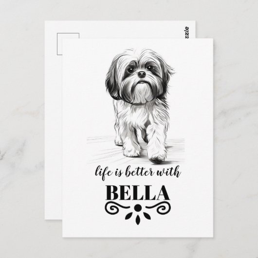 Shih Tzu Life is beter met aangepaste hondennaam Briefkaart (Voorkant / Achterkant)