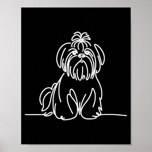 Shih tzu lijn kunst hondeneigenaar performance poster (Voorkant)