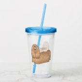 Shih tzu long hair cartoon illustratie acryl drinkbeker (Achterkant)