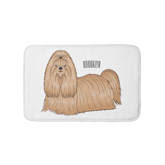 Shih tzu long hair cartoon illustratie badmat (Voorkant)