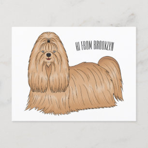 Shih tzu long hair cartoon illustratie briefkaart