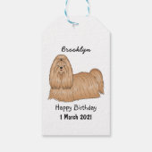 Shih tzu long hair cartoon illustratie cadeaulabel (Achterkant)