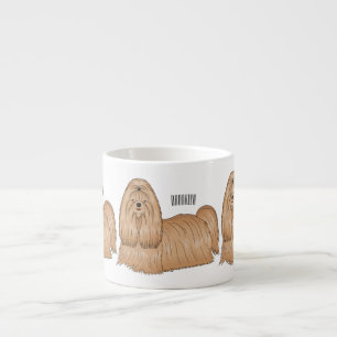 Shih tzu long hair cartoon illustratie espresso kop