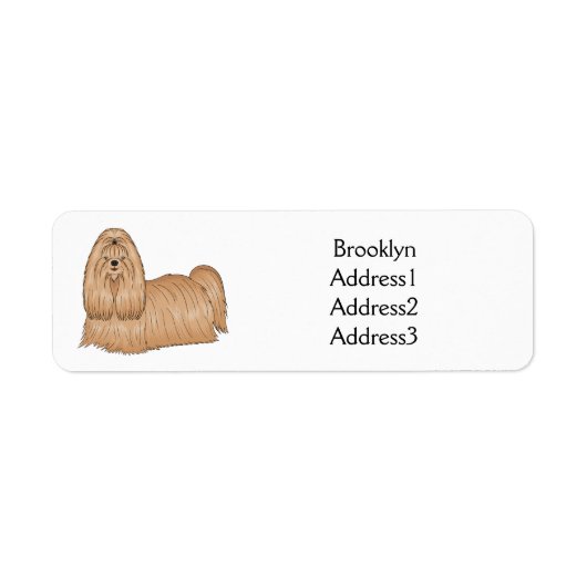 Shih tzu long hair cartoon illustratie etiket (Voorkant)