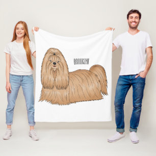 Shih tzu long hair cartoon illustratie fleece deken