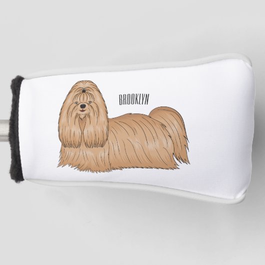 Shih tzu long hair cartoon illustratie golfheadcover (Voorkant)