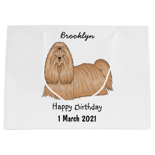 Shih tzu long hair cartoon illustratie groot cadeauzakje (Voorkant)