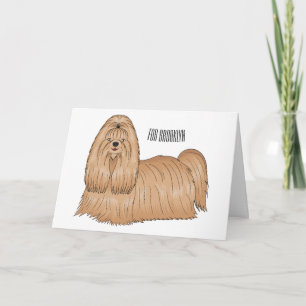 Shih tzu long hair cartoon illustratie kaart