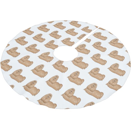 Shih tzu long hair cartoon illustratie kerstboom rok (Gekanteld)