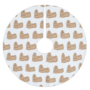 Shih tzu long hair cartoon illustratie kerstboom rok