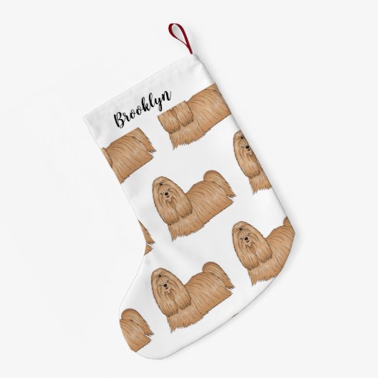 Shih tzu long hair cartoon illustratie kleine kerstsok (Achterkant (Hangend))