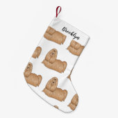 Shih tzu long hair cartoon illustratie kleine kerstsok (Voorkant (Hangend))