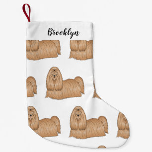 Shih tzu long hair cartoon illustratie kleine kerstsok