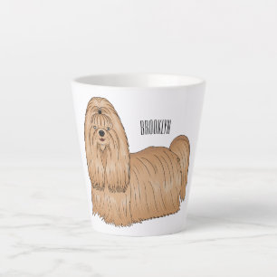 Shih tzu long hair cartoon illustratie latte mok