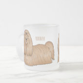 Shih tzu long hair cartoon illustratie matglas koffiemok (Voorkant links)