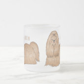 Shih tzu long hair cartoon illustratie matglas koffiemok (Center)