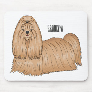 Shih tzu long hair cartoon illustratie muismat