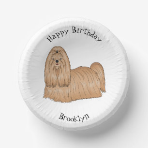 Shih tzu long hair cartoon illustratie papieren kommen