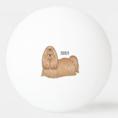 Shih tzu long hair cartoon illustratie pingpongbal (Achterkant)