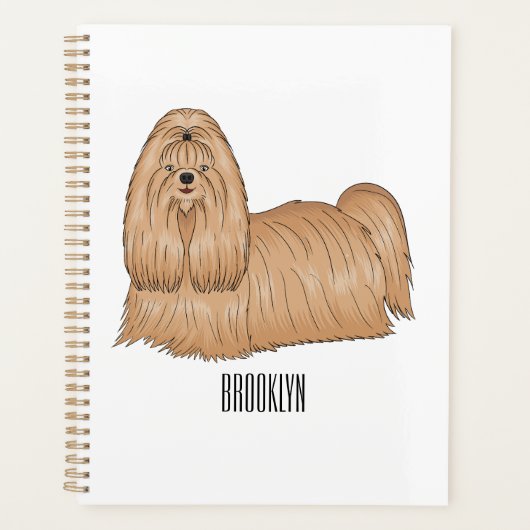 Shih tzu long hair cartoon illustratie planner (Voorkant)
